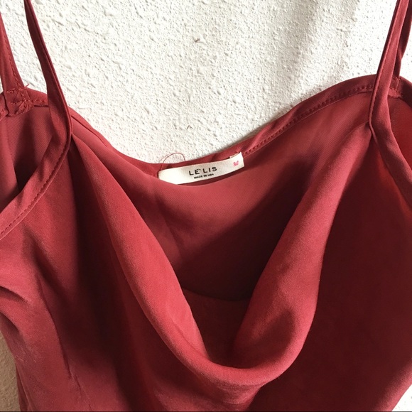 Le Lis Maroon Cowl Neck Tank Top* - Picture 4 of 5